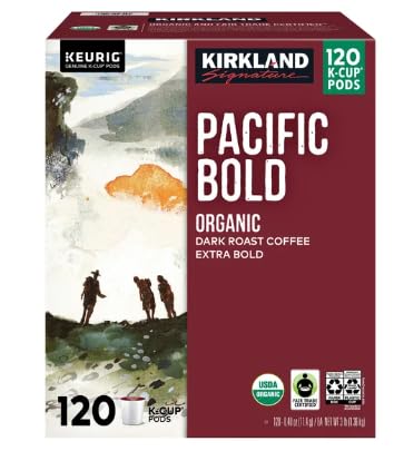 Kirkland Signature Coffee Organic Pacific Bold K-Pods, 120-count with Oval Soup Spoon, Stainless Steel by LOS