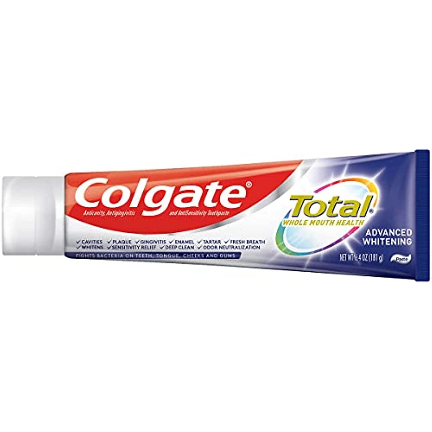 Colgate Total Advanced Whitening Toothpaste, 6.4 oz, 5-Pack | Vegan | Gluten Free | Responsibly Made | Sugar Free