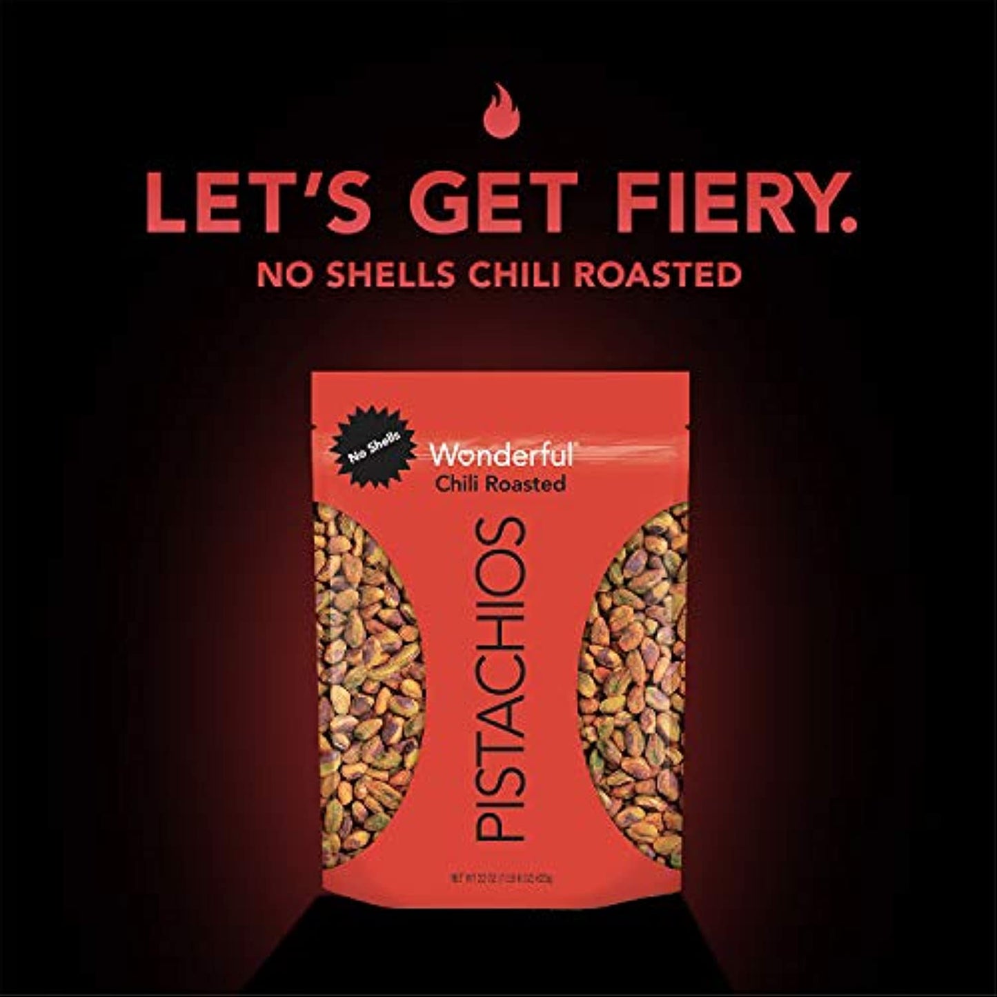 Wonderful Pistachios, No Shells, Chili Roasted Nuts, 22 Ounce Resealable Pouch