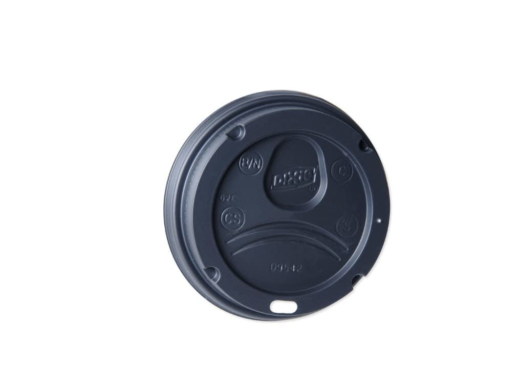Dixie Perfec Touch Domed Plastic, Hot Cup Lid for 12 Ounce/16 Ounce, Black, 500 Count