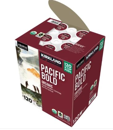 Kirkland Signature Coffee Organic Pacific Bold K-Pods, 120-count with Oval Soup Spoon, Stainless Steel by LOS