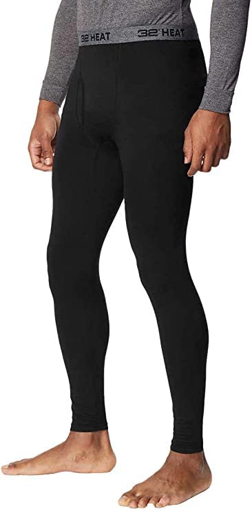 32 Degrees Men's 2-Pack Performance Lightweight Thermal Baselayer Legging Pant, Black/Black, Small
