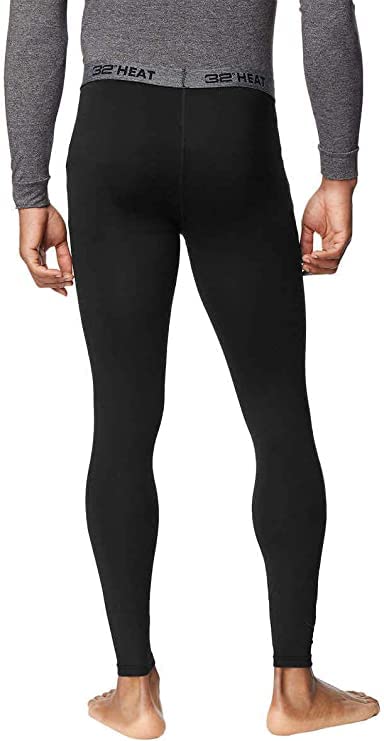32 Degrees Men's 2-Pack Performance Lightweight Thermal Baselayer Legging Pant, Black/Black, Small