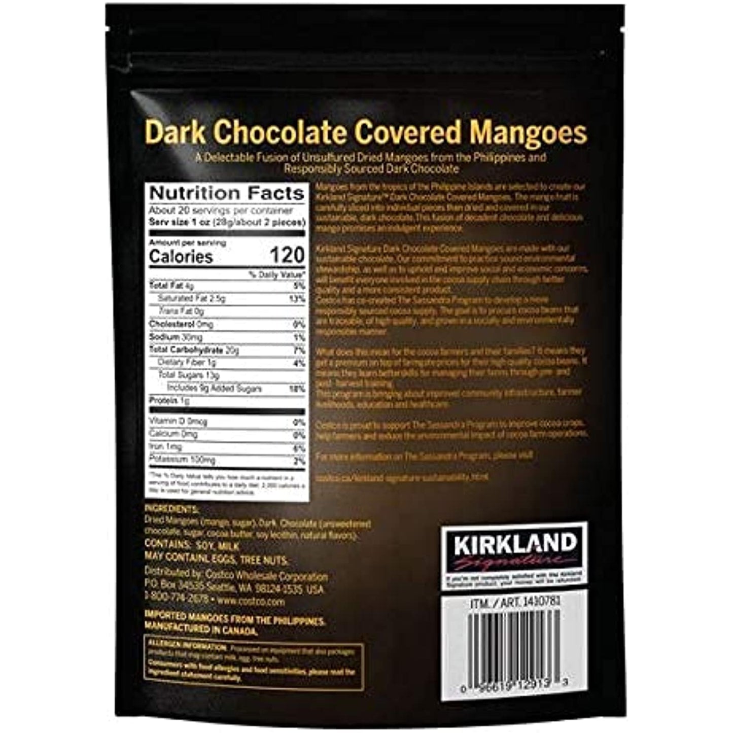 Kirkland Dark Chocolate Covered Mangoes 20.46 oz