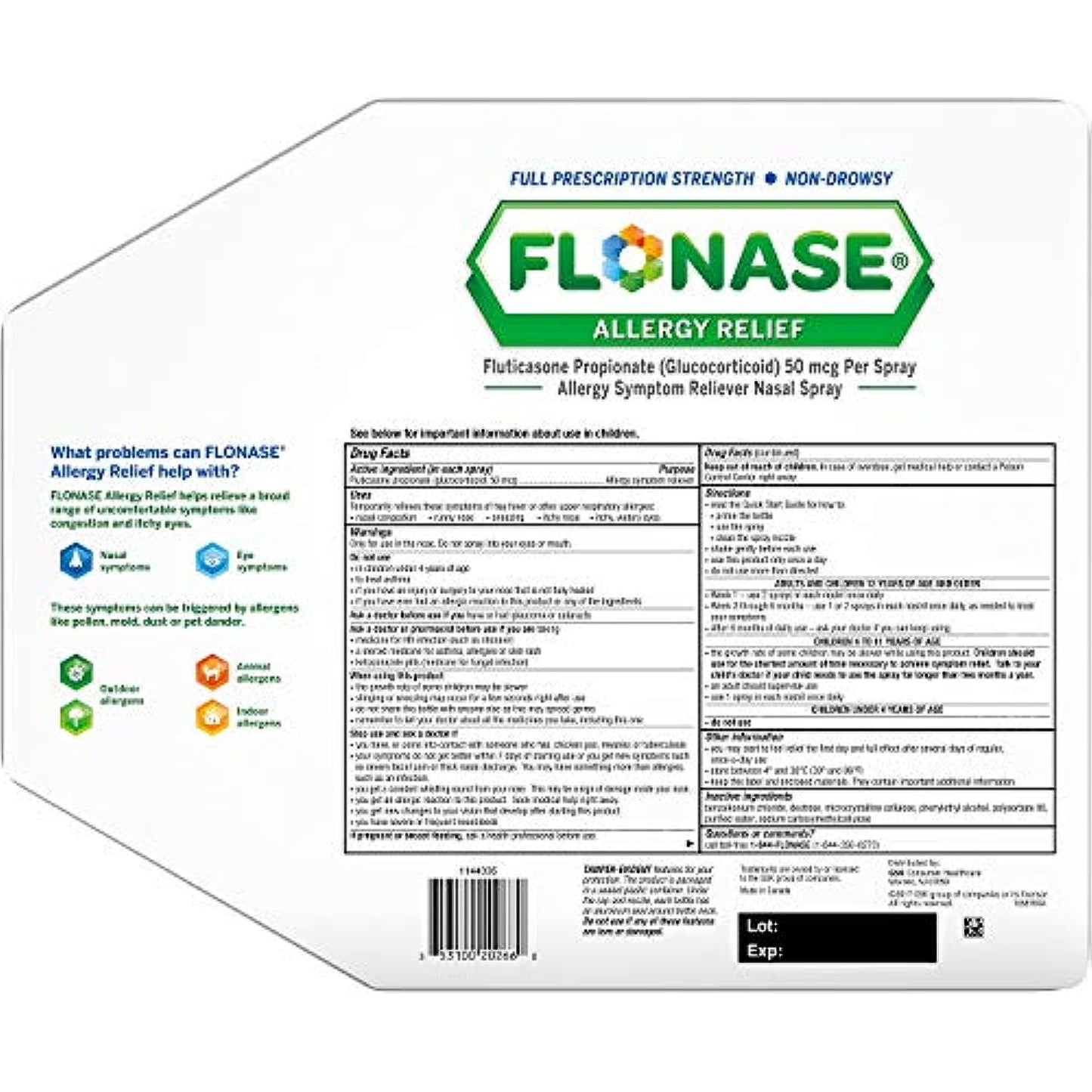 Flonase Allergy Relief Nasal Spray, 180 Count Pack of 3 , Flonase-eu5j