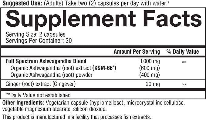 Youtheory Ashwagandha 1000mg with KSM-66 - Helps Support a Healthy Stress Response,180 Capsules (Pack of 1)