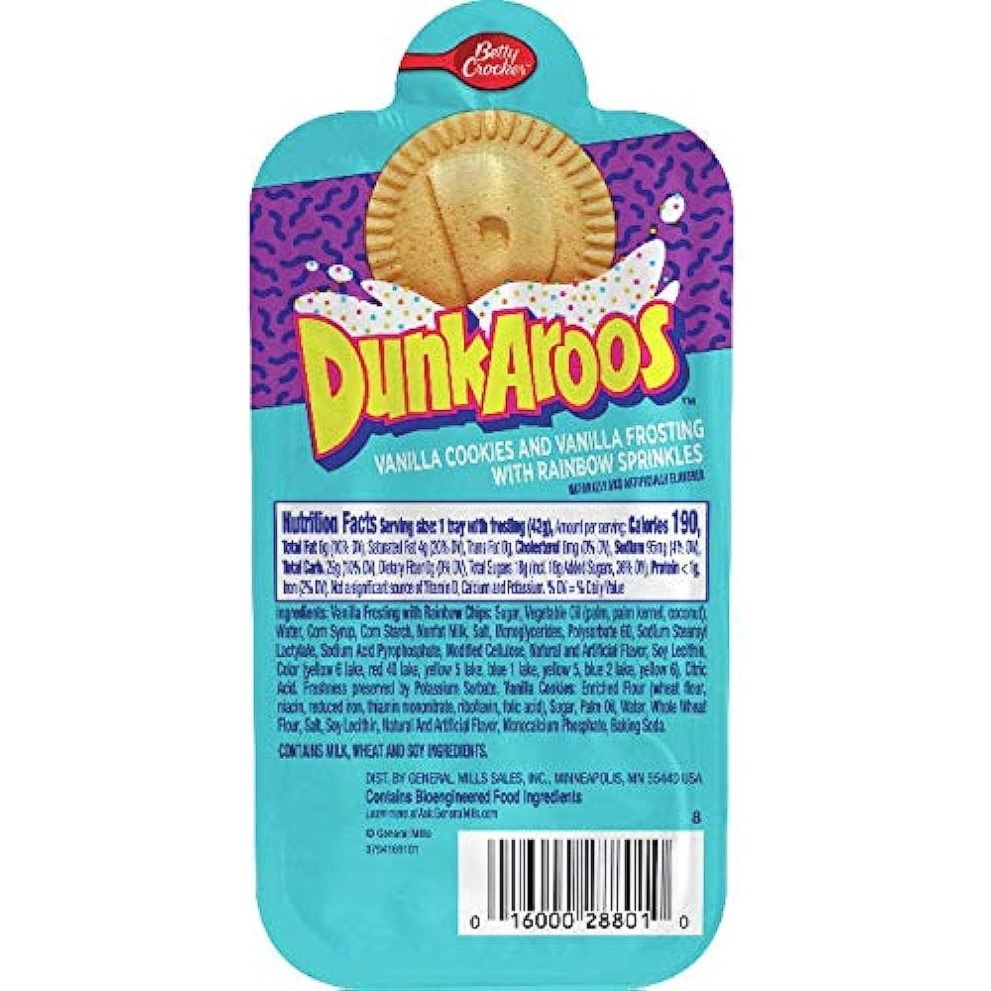 Betty Crocker Dunkaroos Vanilla Cookies and Vanilla Frosting with Rainbow Sprinkles, 6 ct