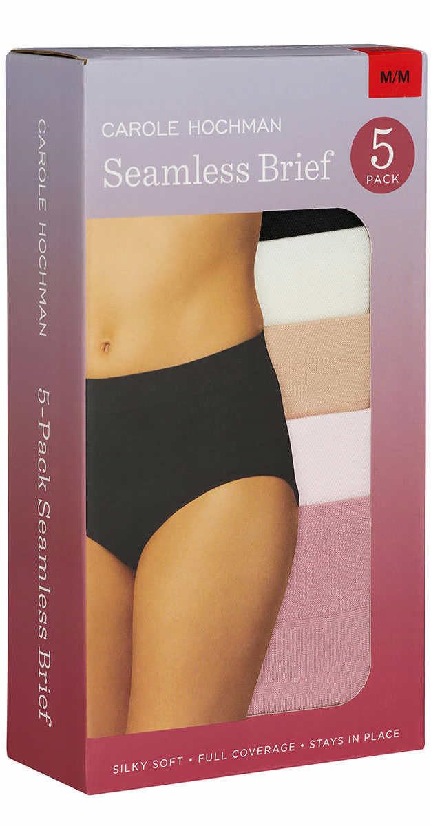 Carole Hochman Womens 5 Pack Seamless Brief (US, Alpha, Medium, Regular, Regular, Black/Pink)