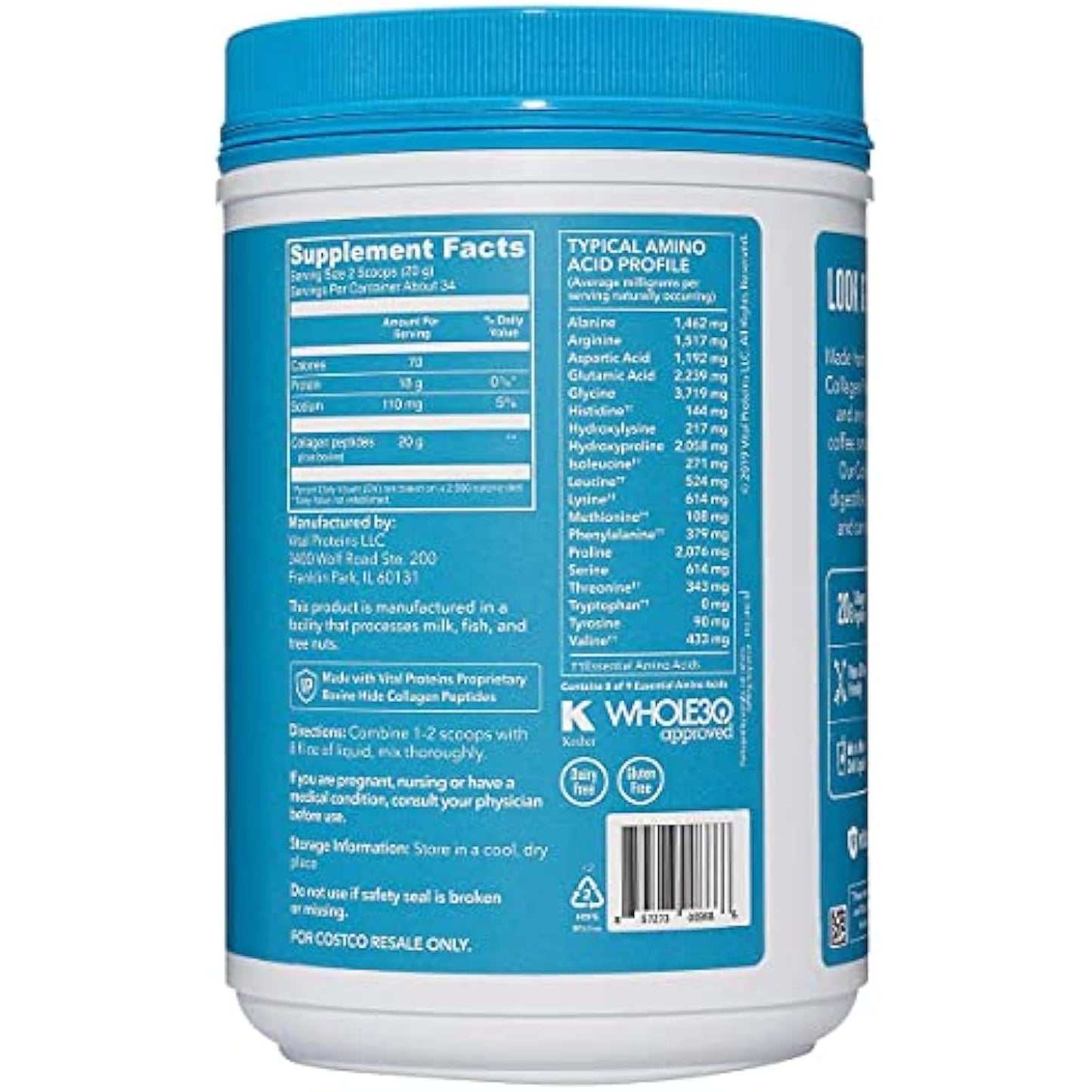 Vital Proteins Collagen Peptides Unflavored Dietary Supplement (Net Wt 24 Oz),