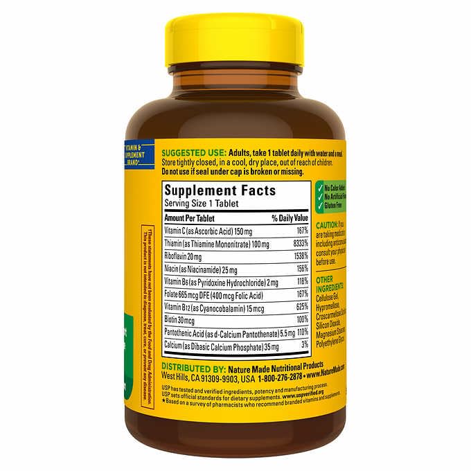 Nature Made Super B-Complex with Vitamin C and Folic Acid, Dietary Supplement for Immune Support, 460 Tablets, 460 Day Supply
