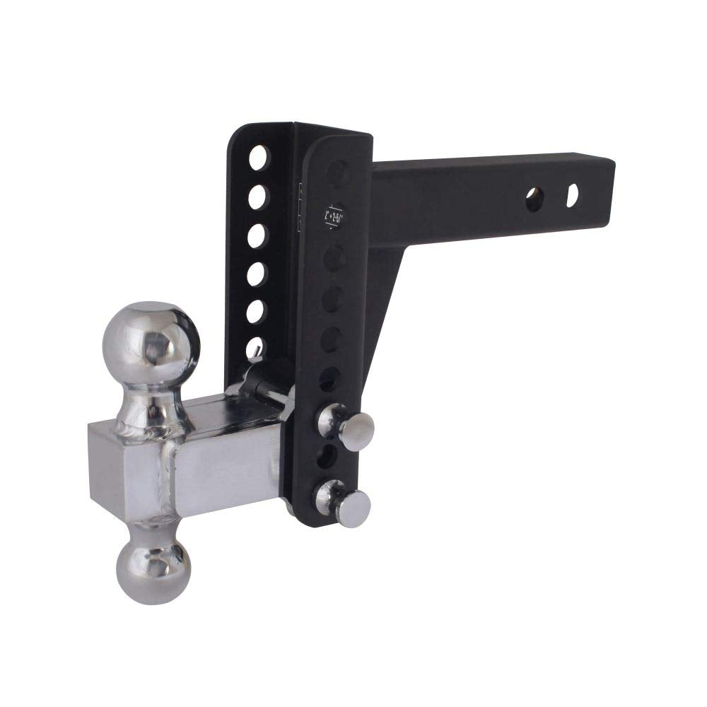 14,000 lbs. Capacity | 0-6" Drop | Reversible 2" and 2.5/16" Ball Drop Hitch | Adjustable | High Grade Steel | Rust Resistant | Blackout by Trailer Valet