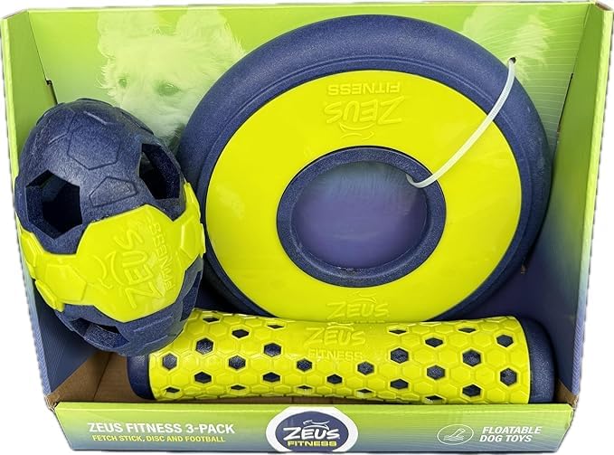 Zeus Fitness Large Dog Toys - Tough Dog Toys - Dog Toys for Agressive Chewers 3-Pack Floatable Dog Toys - Dog Pool Toys - Dog Chew Toys - Rubber Dog Toys - Dog Toys Pack
