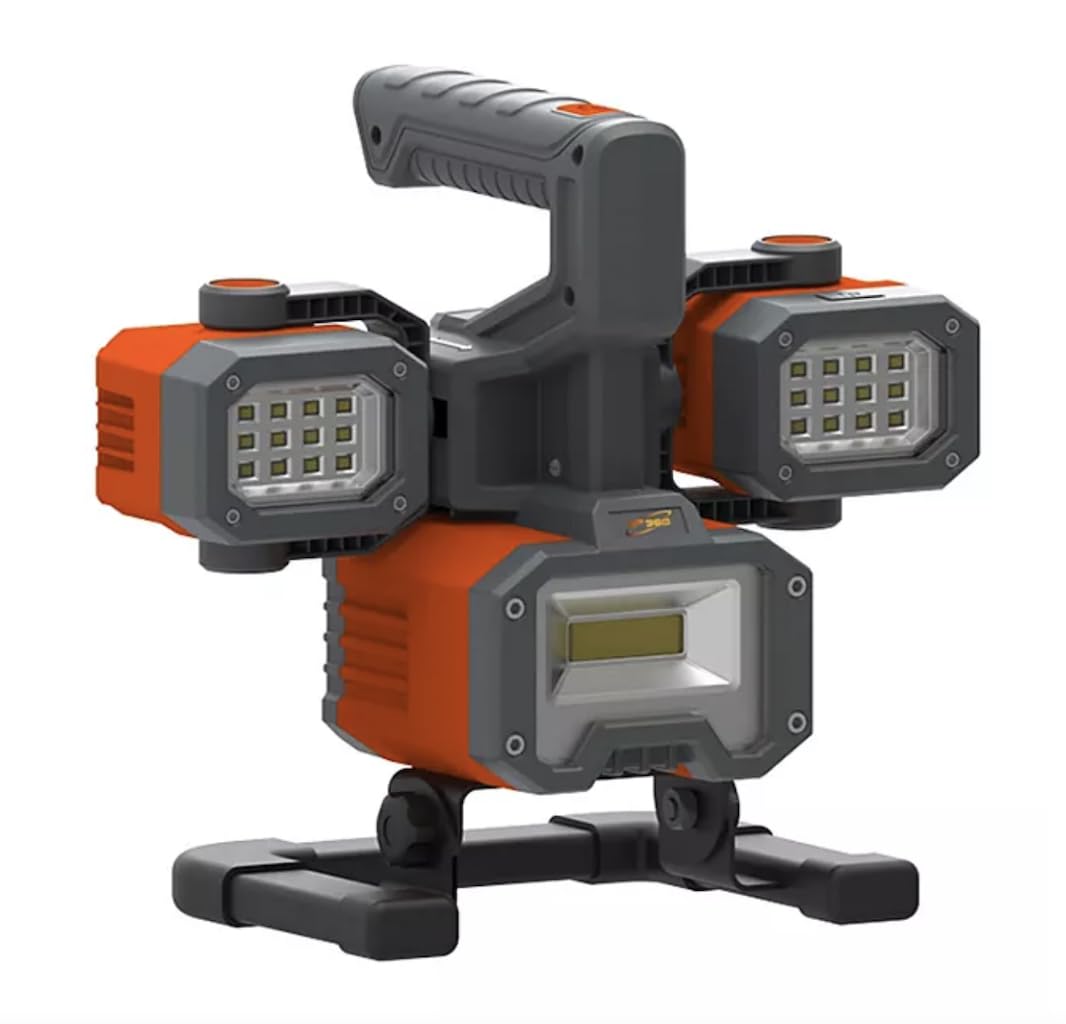 2000 Lumens Rechargeable LED Work Light and Spotlight, 4 Adjustable Lamps.