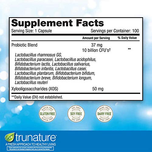 trunature Advanced Digestive Probiotic, 100 Capsules (2 Pack)