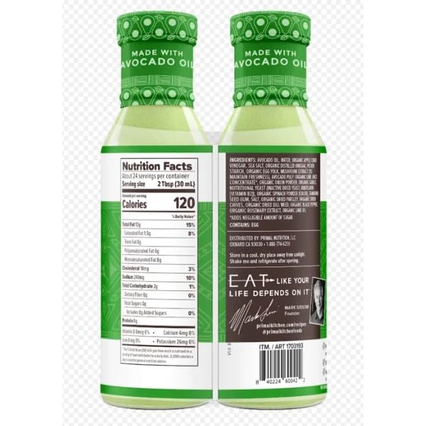 Primal Kitchen Avocado Lime Sauce & Dressing, 12 Ounce (Pack of 2)