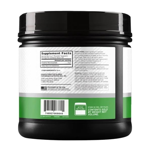 Optimum Nutrition Micronized Creatine Monohydrate Powder, Unflavored, Keto Friendly, 135 Servings (Packaging May Vary)