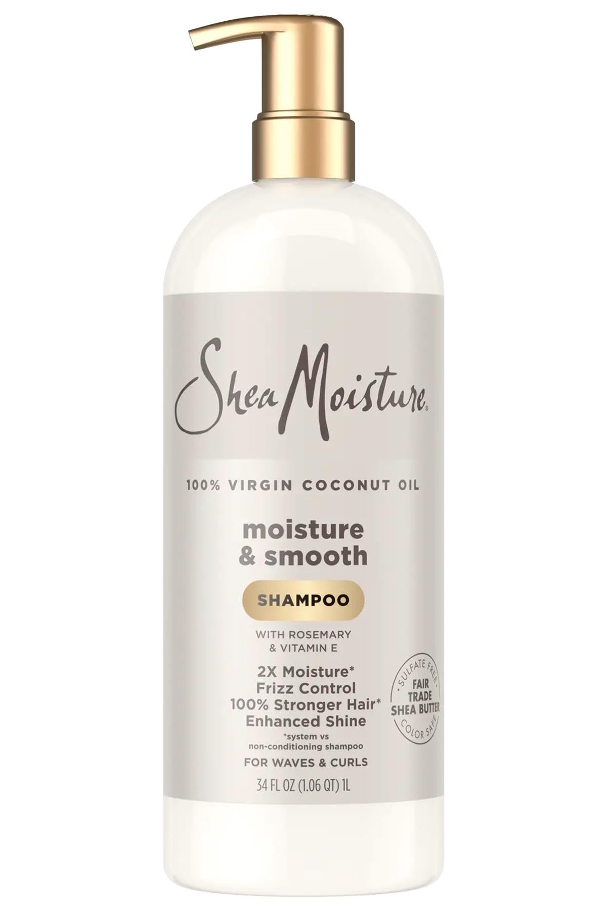 SheaMoisture 100% Virgin Coconut Oil Moisture & Smooth Shampoo, 34 Fluid Ounce