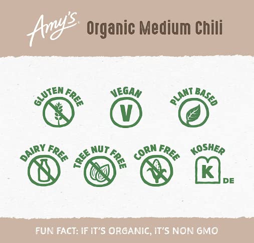 Amy's Chili, Medium Spice, Gluten Free & Organic Vegetarian Chili, 14.7 Oz (6 Pack)