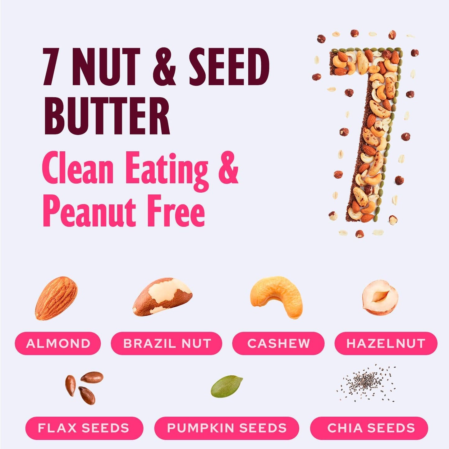 NuttZo Organic Power Fuel Crunchy 7 Nuts & Seeds Butter, Paleo Friendly | Peanut & Gluten Free, Vegan, and Kosher, No Added Sugar or Oil | 26 oz Jar, 3-Pack