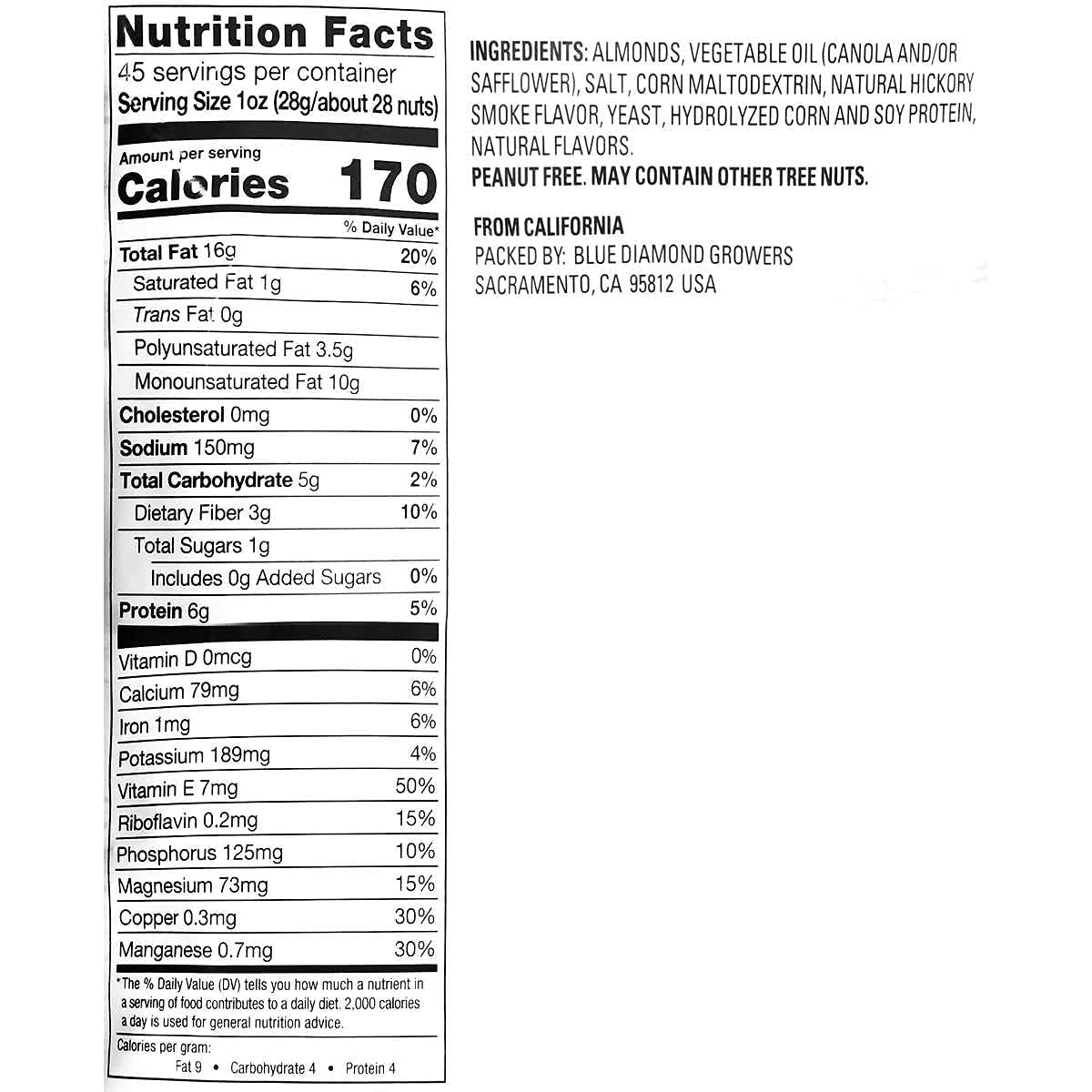 Blue Diamond Almonds, Smokehouse, 45 oz