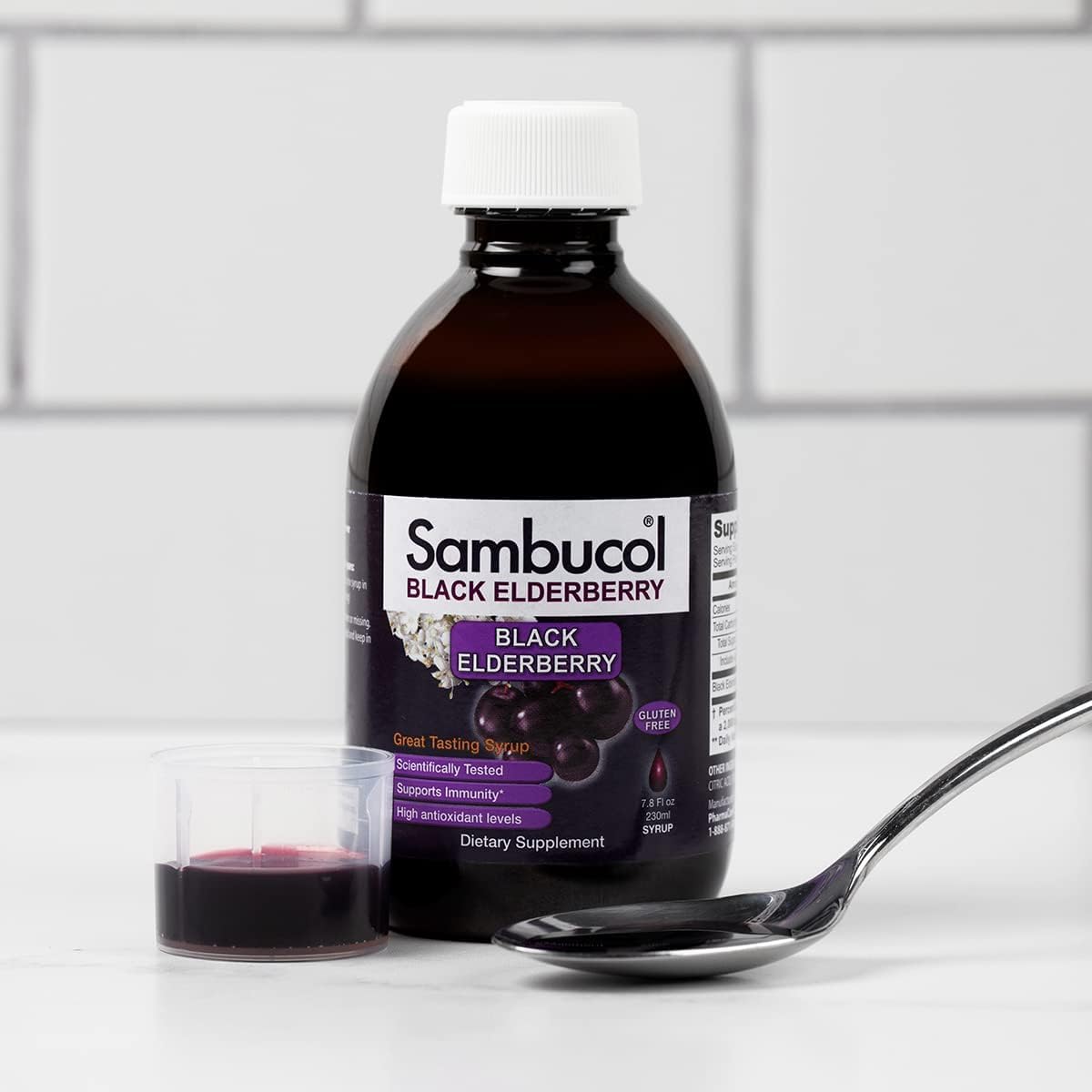 Sambucol Black Elderberry Syrup - Advanced Immune Support Supplement, Sambucus Elderberry Syrup for Kids & Adults, High Antioxidants, Gluten-Free, Vegan, Kosher, Naturally Flavored - 16.9 Fl Oz