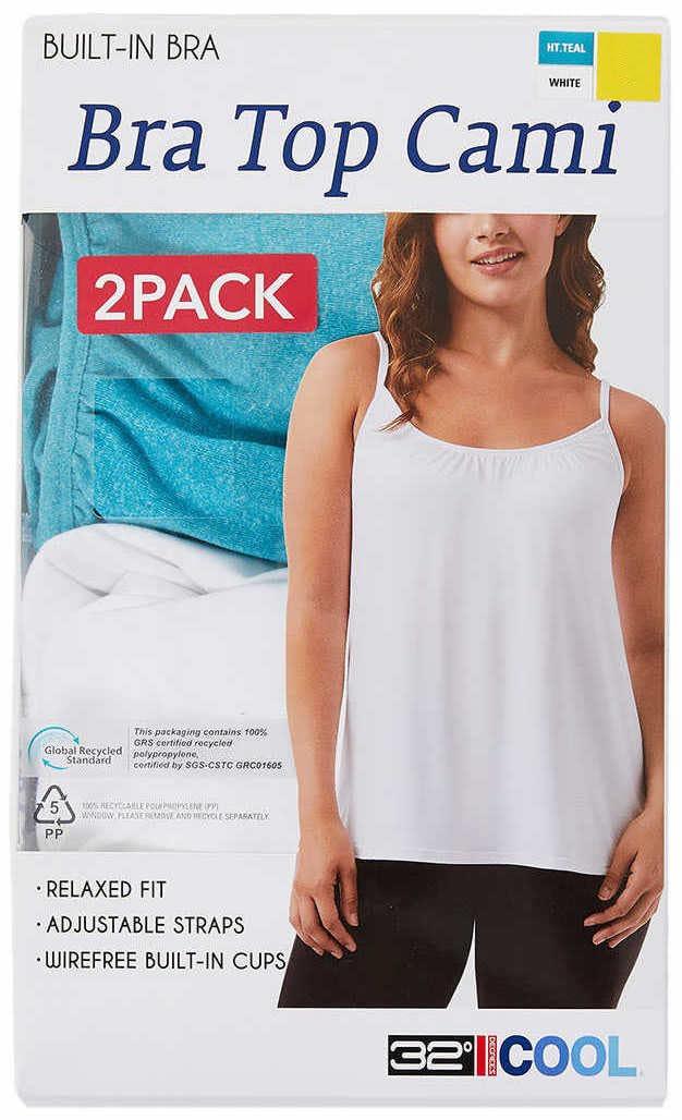 32 Degrees Cool Womens 2-Pack Lightweight Top Cami (US, Alpha, Medium, Regular, Regular, Heather Teal/White)