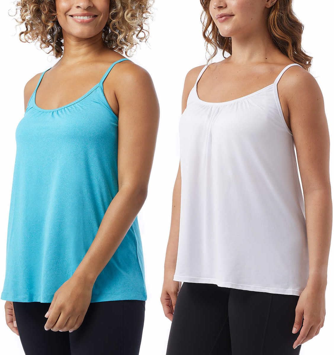 32 Degrees Cool Womens 2-Pack Lightweight Top Cami (US, Alpha, Medium, Regular, Regular, Heather Teal/White)