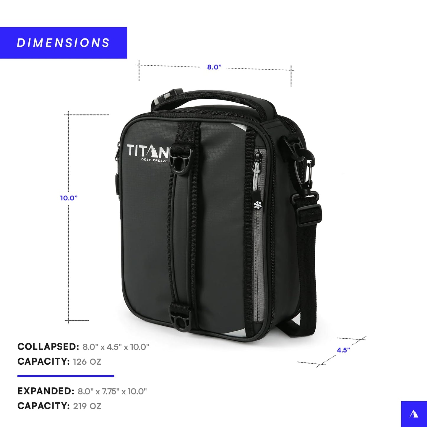 Arctic Zone Titan High Performance Insulated Expandable Lunch Pack, Black 8 in x 4 in x 10.25 in