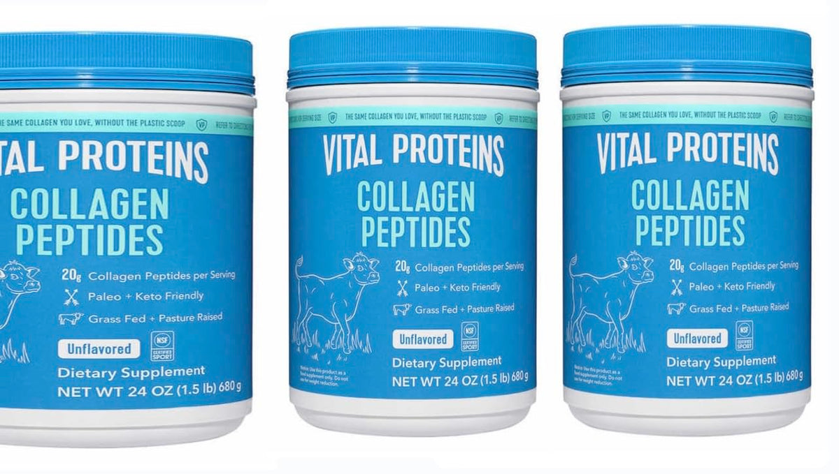 Vital Proteins Collagen Peptides Powder, Promotes Hair, Nail, Skin, Bone and Joint Health, Zero Sugar, Unflavored 24OZ (3)
