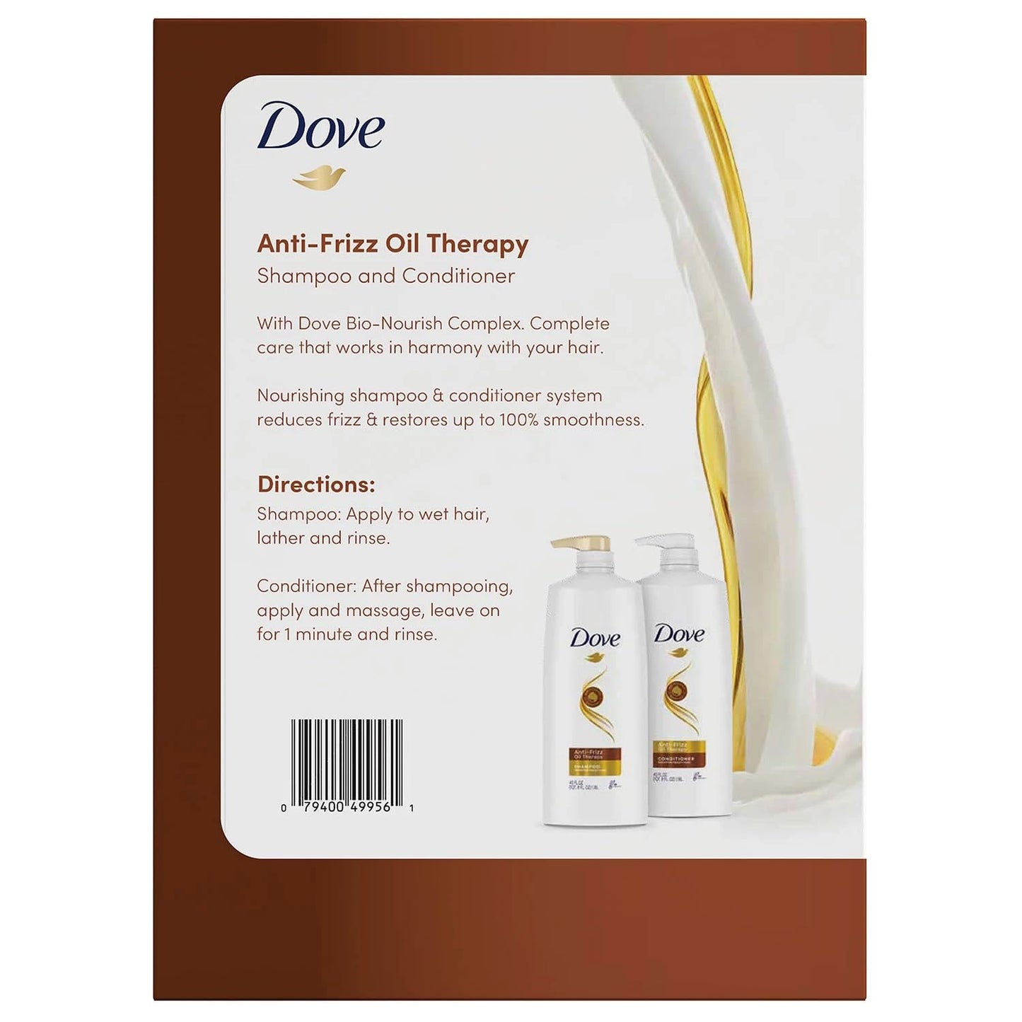 Dove Anti-Frizz Oil Therapy Shampoo & Conditioner, 40 Fluid Ounce (Pack of 2)