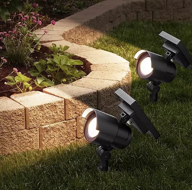 Member's Mark 2-Piece LED Solar Spot Lights - Matte Black