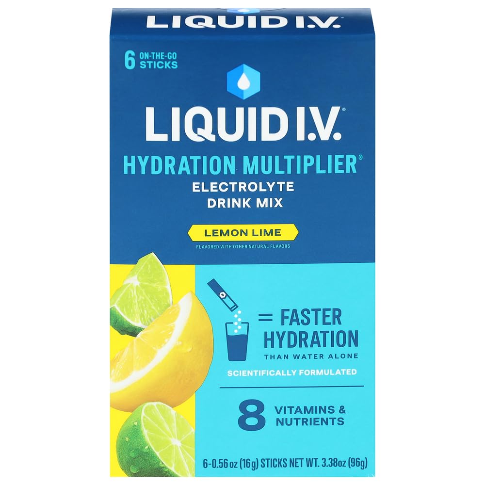 Liquid I.V., Lemon Lime Hydration Multiplier Electrolyte Drink Mix, 3.38 Fl Oz