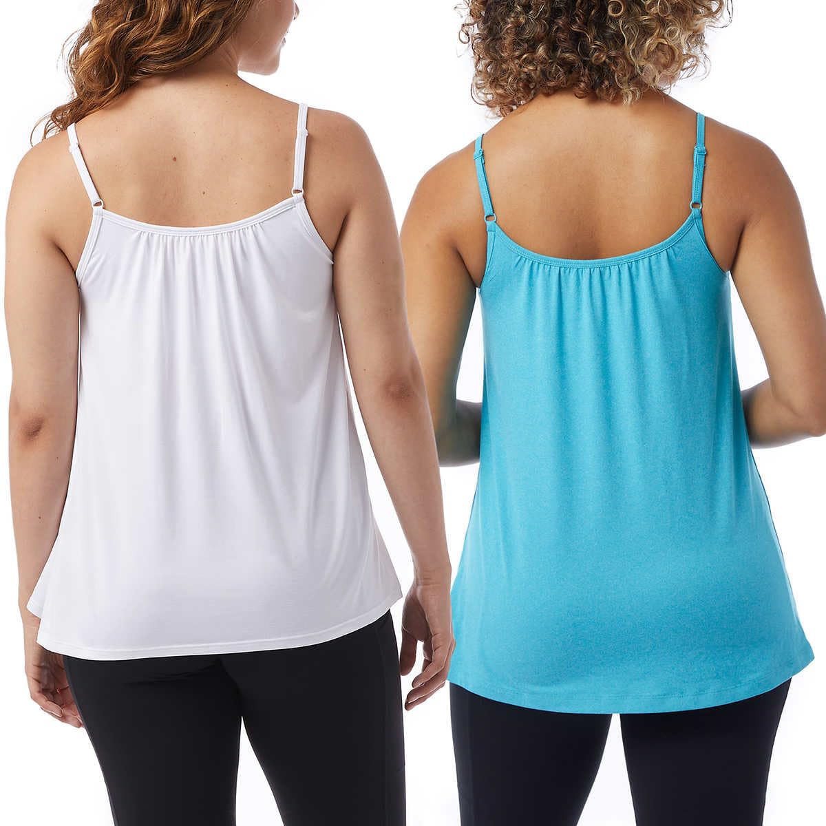 32 Degrees Cool Womens 2-Pack Lightweight Top Cami (US, Alpha, Medium, Regular, Regular, Heather Teal/White)