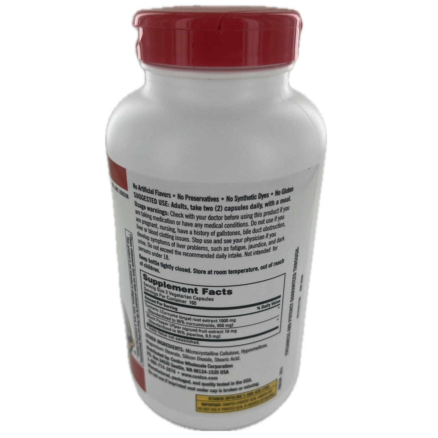 Kirkland Signature Turmeric with Black Pepper, 1000mg (320 Count)