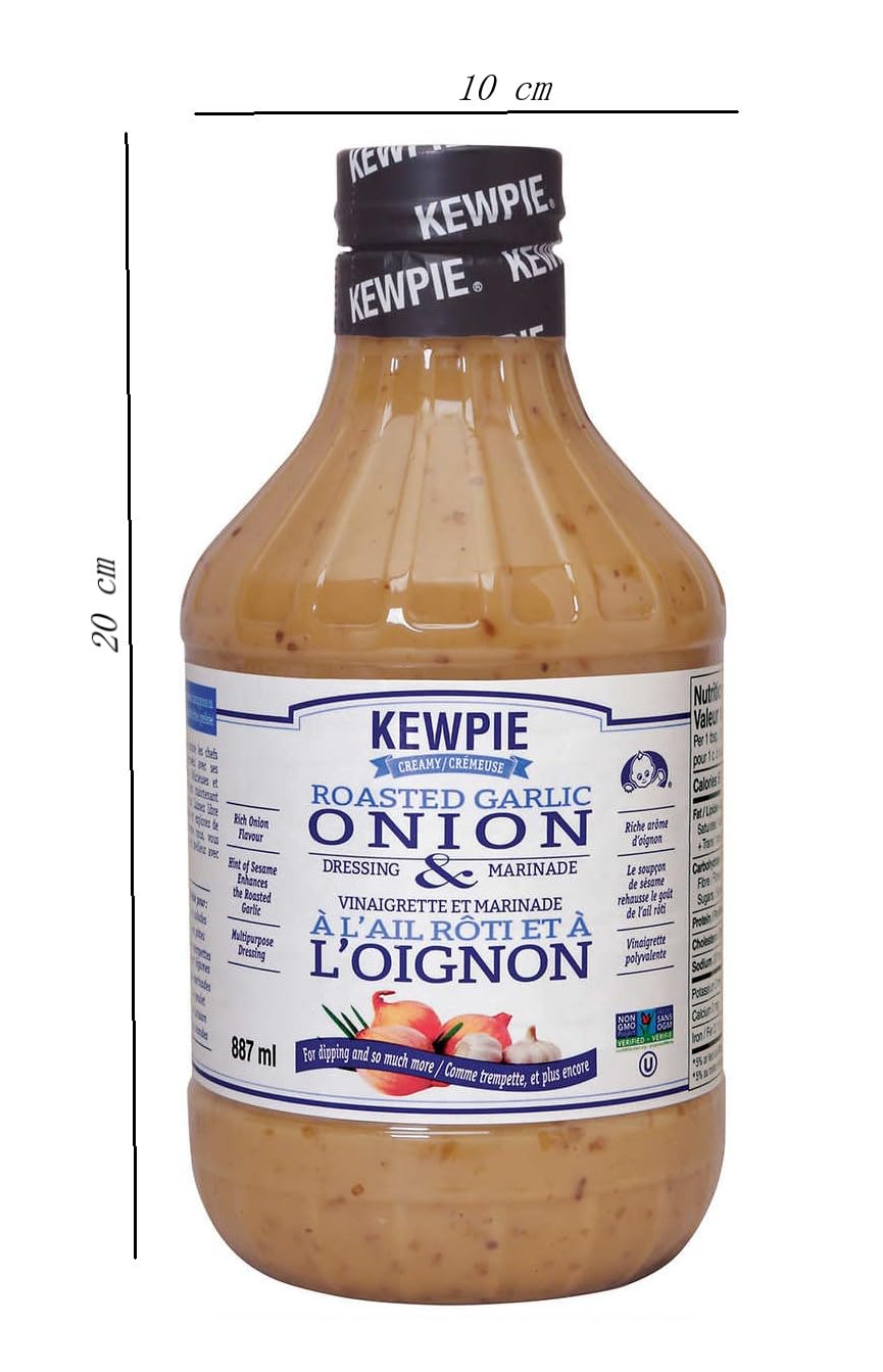 Kewpie Roasted Garlic Onion Dressing & Marinade - Great for Saut�s, Marinades, Salad Dressing or Glaze for Seafood, 30 fl oz (pack of 2) and foldable measure cup