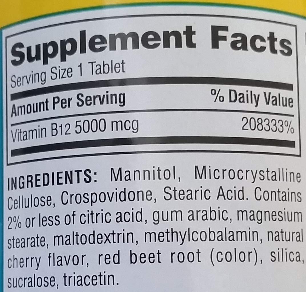 Members Mark Sublingual Vitamin B12 5000mcg (300 Count)
