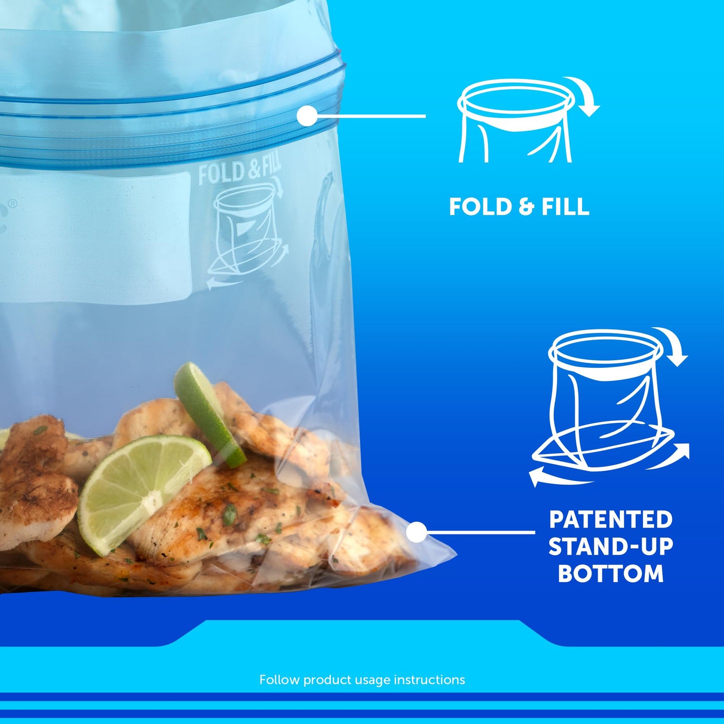 Ziploc Gallon Food Storage Freezer Bags, Stay Open Design with Stand-Up Bottom, Easy to Fill, 60 Count (Pack of 2)