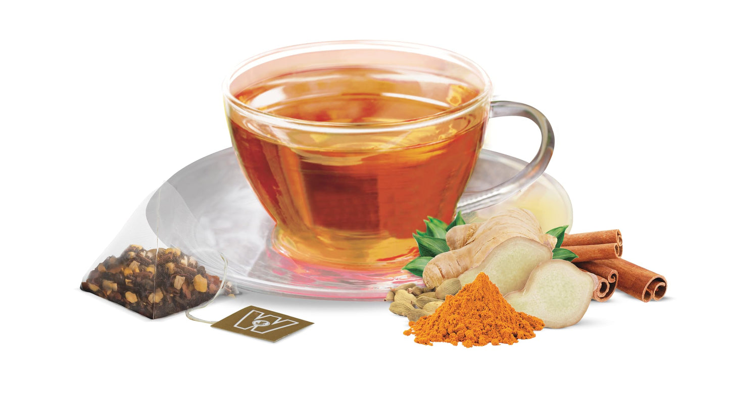 Wissotzky Tea Ginger Turmeric Spiced Chai - Pack of 50 Tea Bags