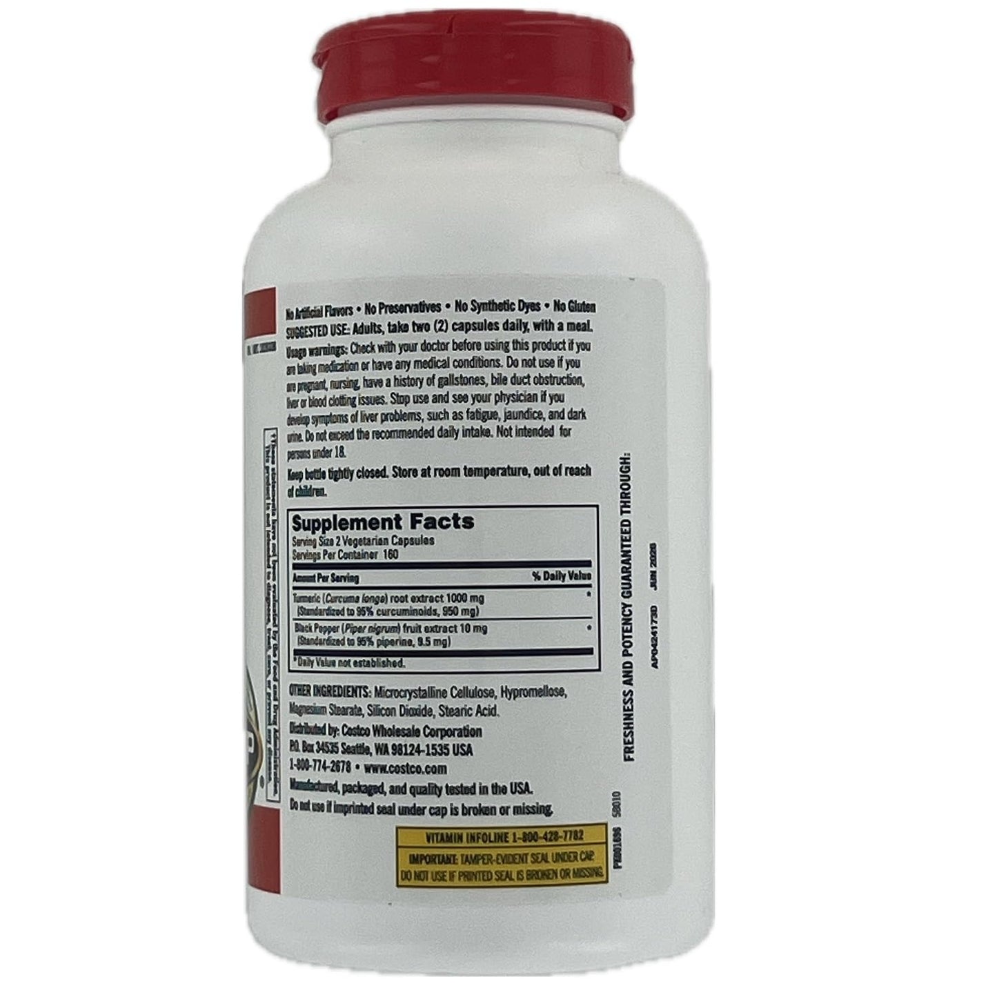 Kirkland Signature Turmeric with Black Pepper, 1000mg (320 Count)