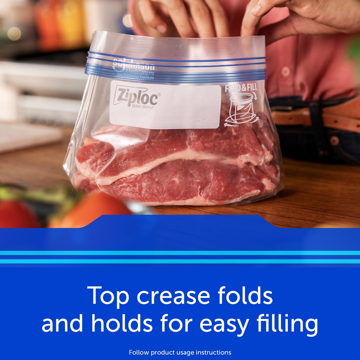 Ziploc Gallon Food Storage Freezer Bags, Stay Open Design with Stand-Up Bottom, Easy to Fill, 60 Count (Pack of 2)