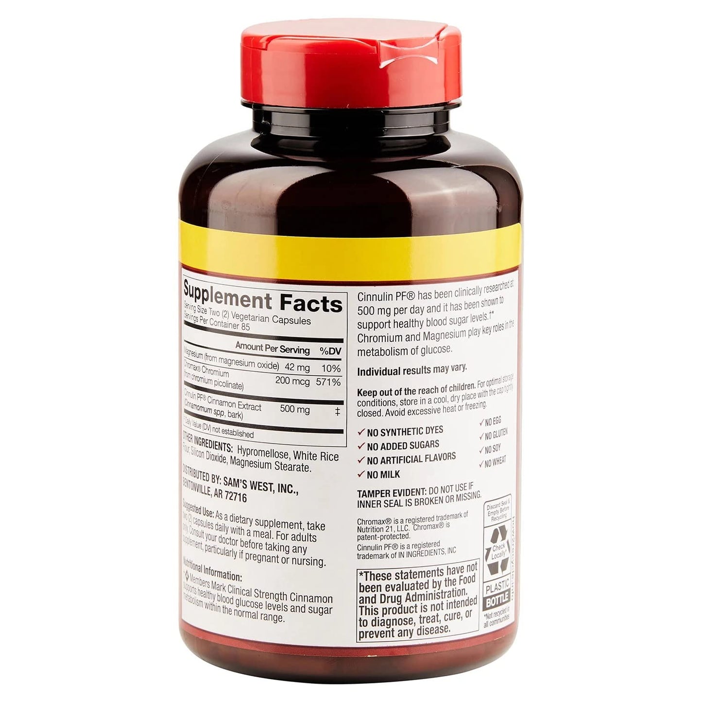 Members Mark Clinical Strength Cinnamon Dietary Supplement, 500mg (170 Count)