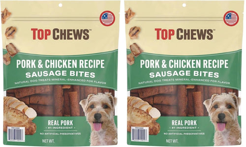 (Pack of 2) Top-Chews Pork & Chicken Sausage Bite, Net Weight 36 Ounce