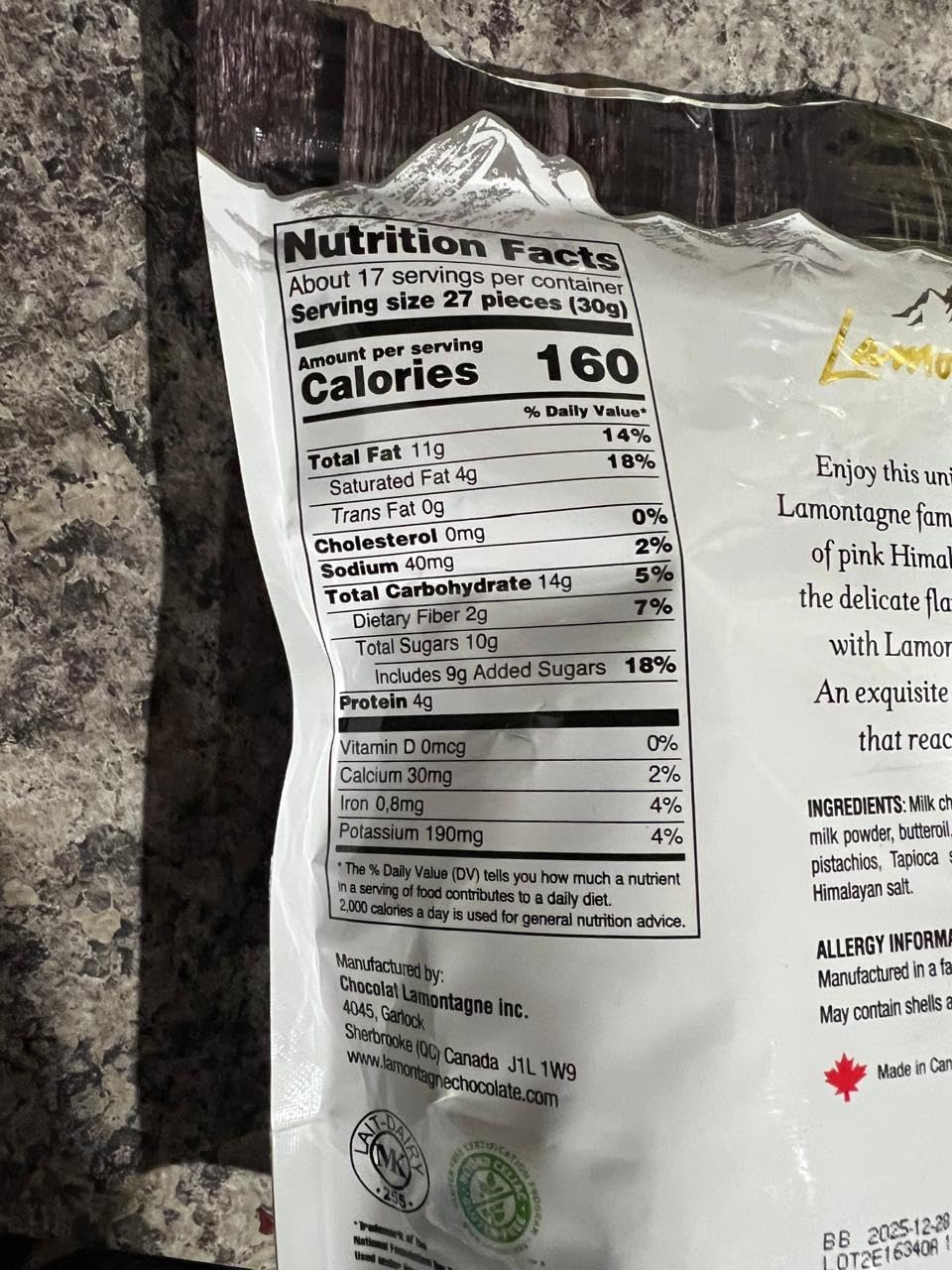 LAMONTAGNE Milk Chocolate Covered Sea Salt Pistachios with Pink Himalayan Salt, 17.68 Ounce (500 g) + NAJD LLC Sticker + Reusable Ice Packs.