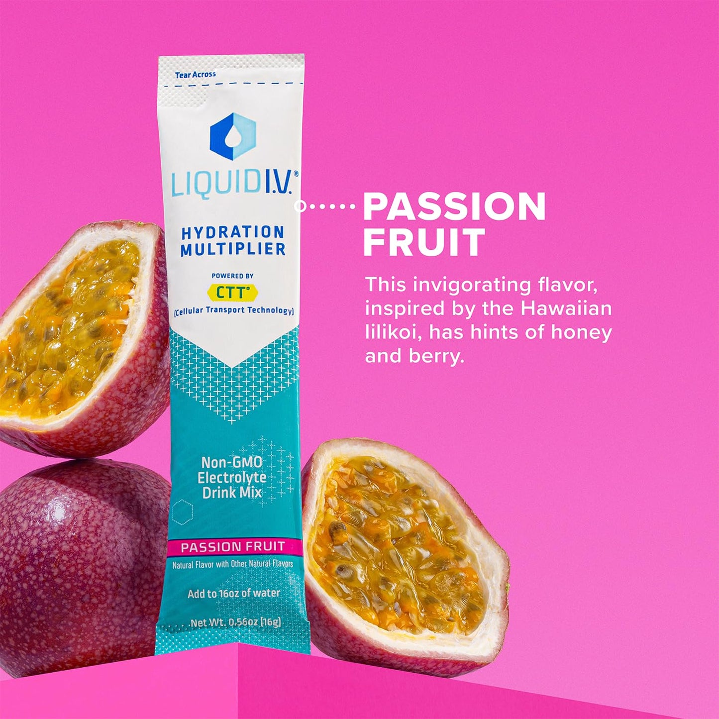 Liquid I.V. Hydration Multiplier Variety Pack � Lemon Lime, Passion Fruit, Strawberry, Tropical Punch - Hydration Powder Packets | Electrolyte Drink Mix | 16 Sticks