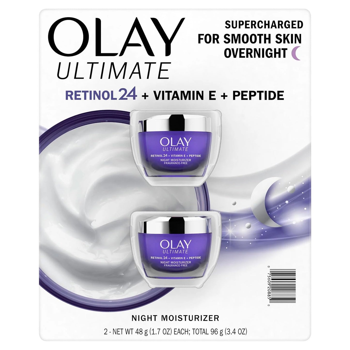 Olay Ultimate Retinol 24 + Vitamin E + Peptide Night Moisturizer (1.7 Oz, 2 Pk)