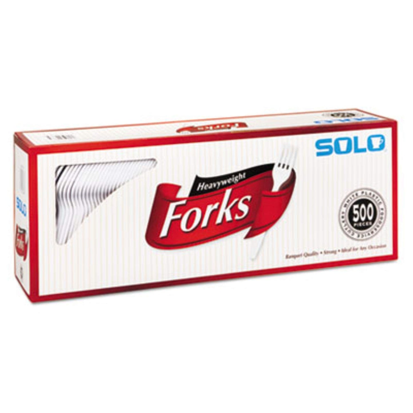 Solo Heavyweight Plastic Cutlery, Forks, White, 6.41", 500/Ct