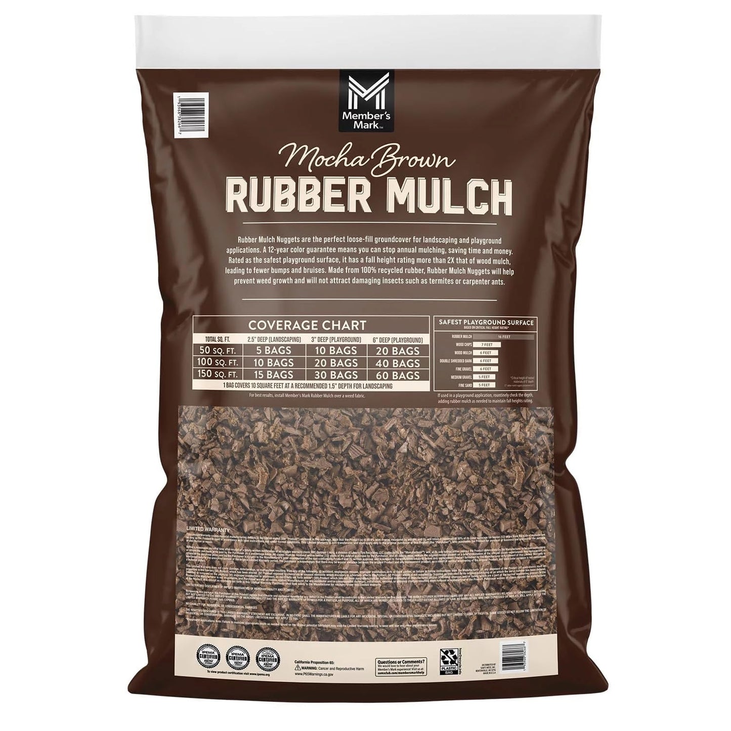 Member's Mark Brown Rubber Mulch, 1.25 Cubic Feet