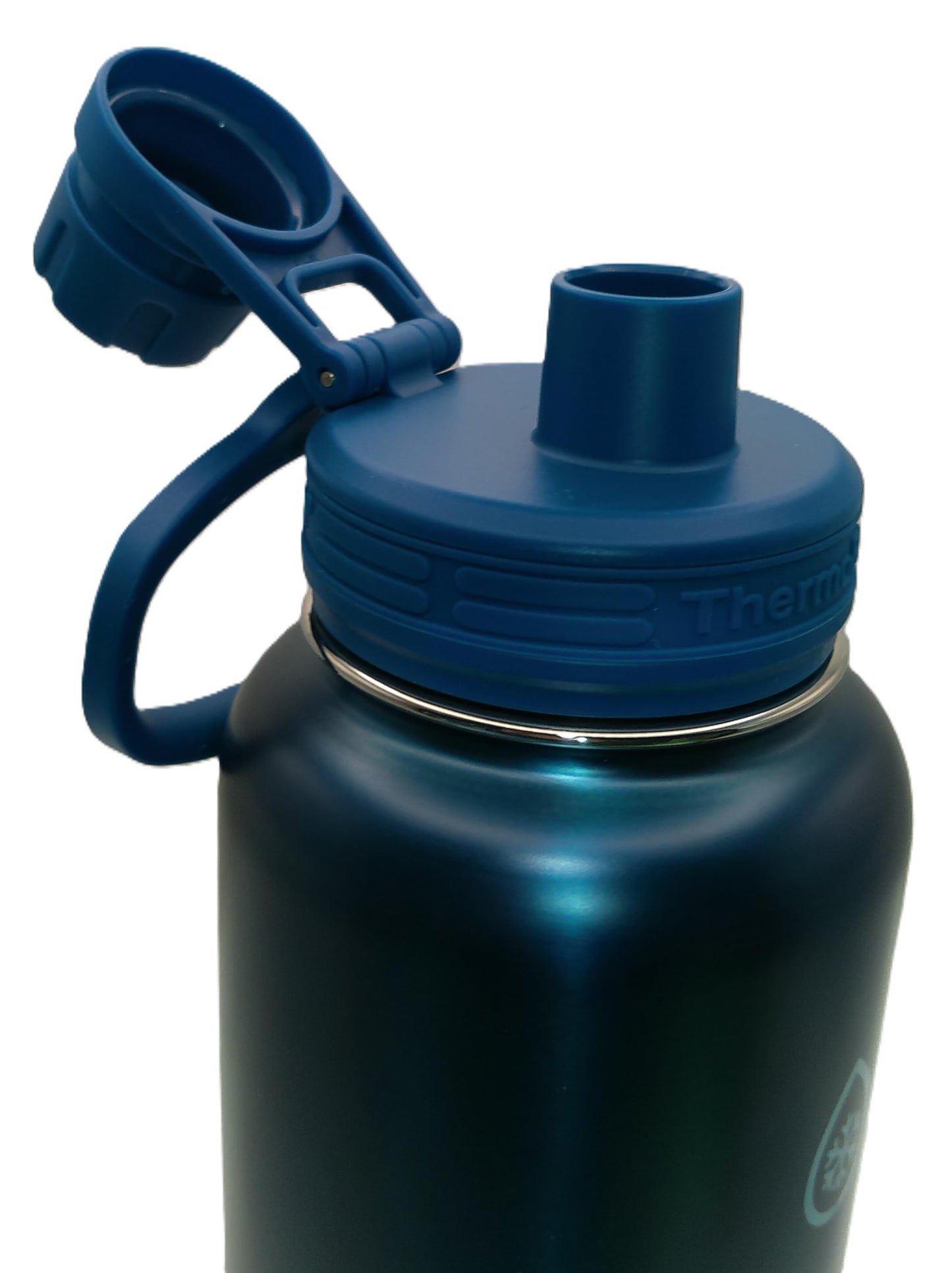 ThermoFlask Stainless Steel Water Bottle, 40 oz, 2-Pack (Silver/Blue Brushed)