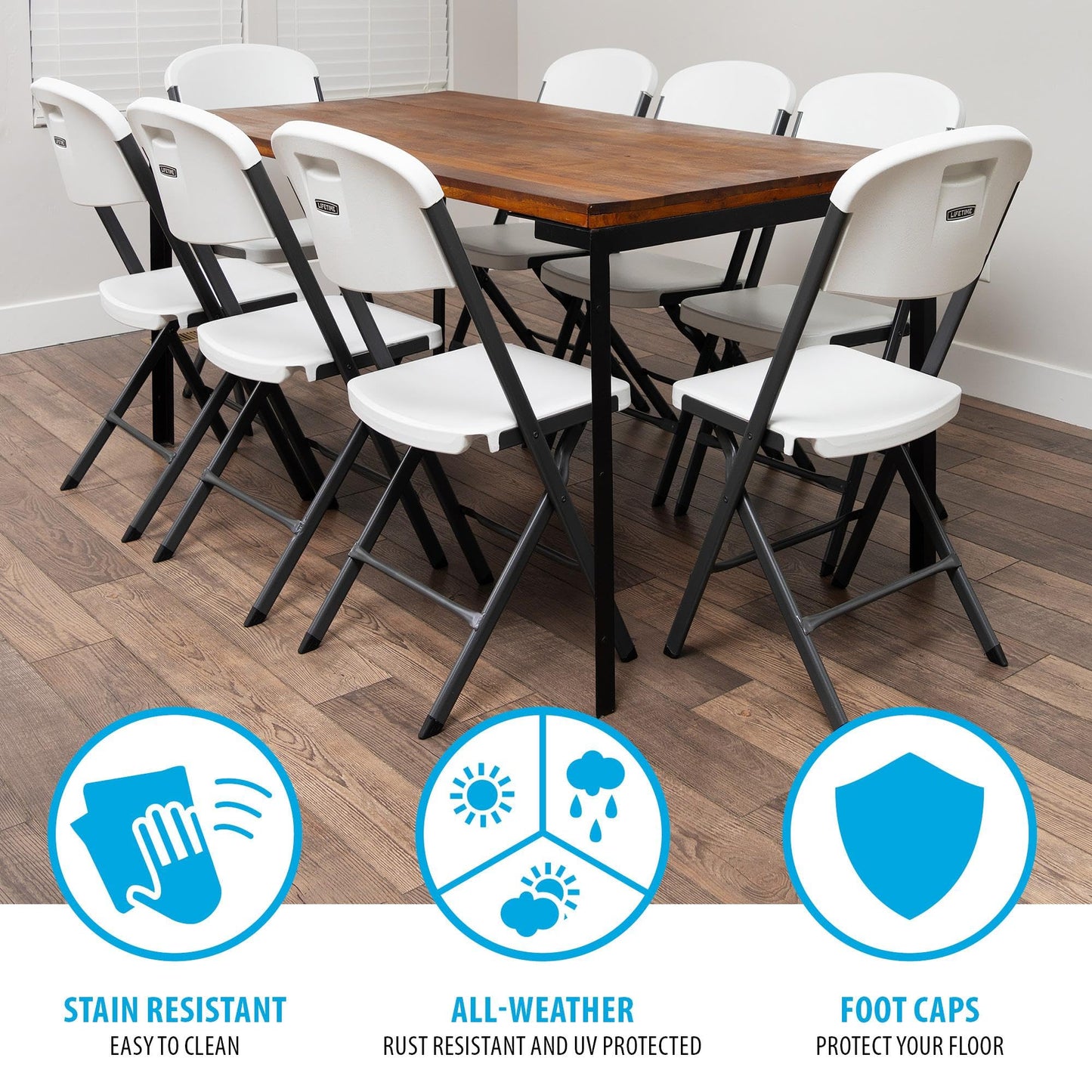 Lifetime Folding Chairs, Heavy Duty Foldable Chair Contoured for Comfort, 4-Pack