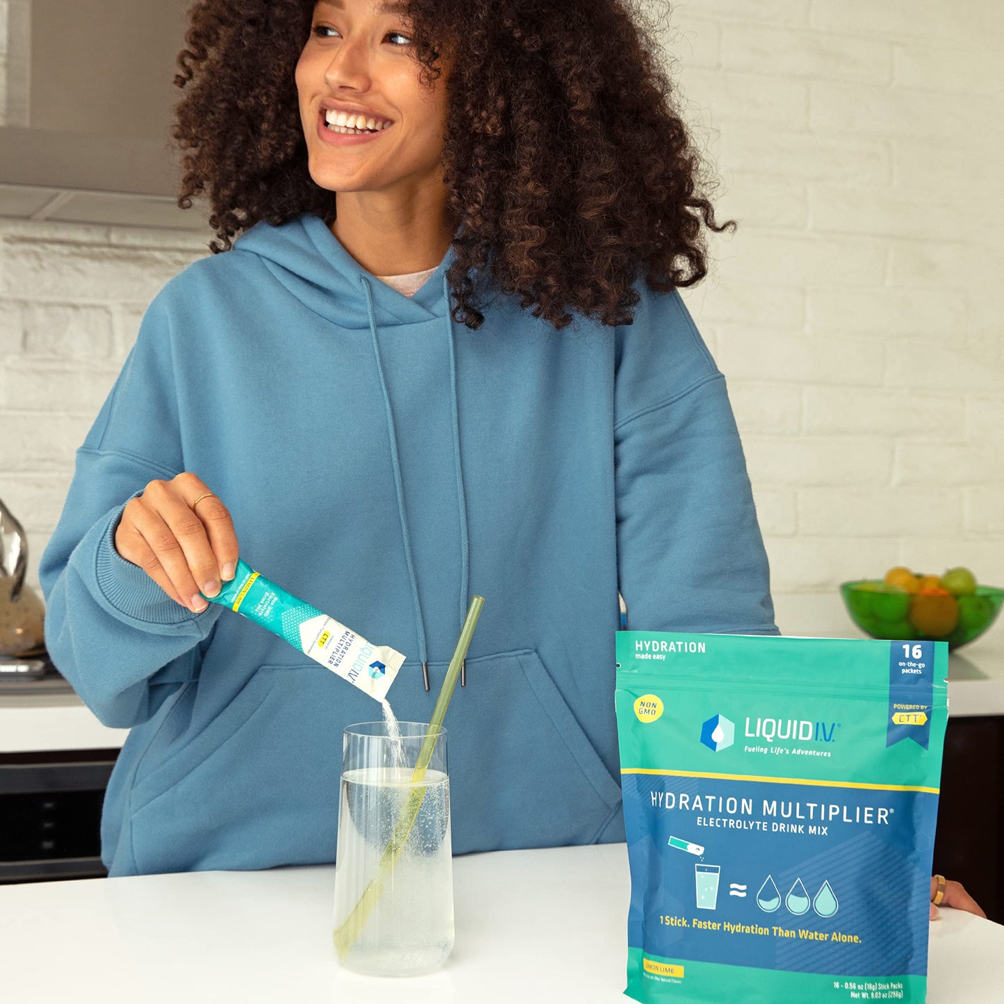 Liquid I.V. Hydration Multiplier - Lemon Lime - Hydration Powder Packets | Electrolyte Drink Mix | Easy Open Single-Serving | Non-GMO | 16 Sticks